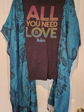 Upcycled Mix And Match Vintage Tshirt Poncho Beatles